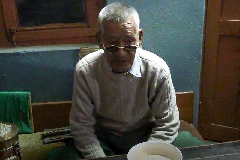 Tibetan resistance veteran Tashi Tsephel, 75, in Jampaling in Pokhara, Nepal in November 2024.