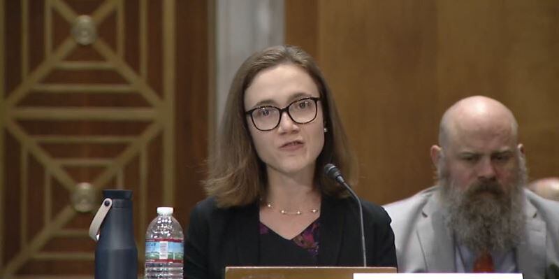 华盛顿智库新美国安全中心(the Center for a New American Security)技术和国家安全项目高级研究员艾莎·卡尼亚(Elsa Kania)。(视频截图/USCC)