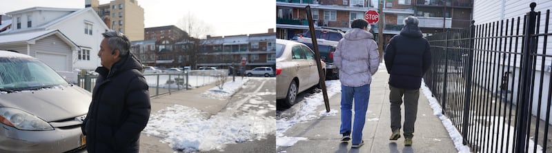 2025年2月，马聚与友人走在纽约法拉盛街头